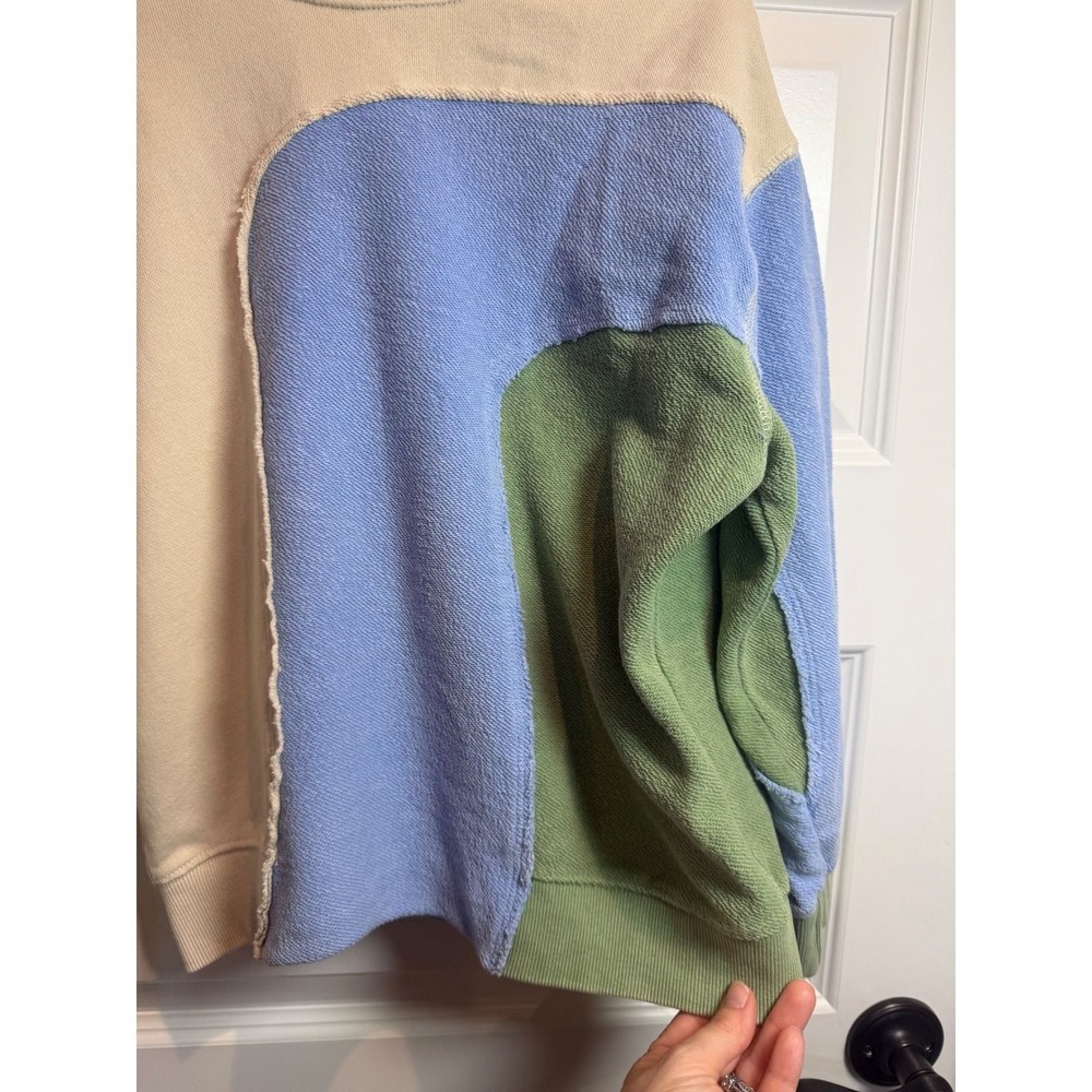 Gilded Intent Youth Large Colorblock Patchwork Raw Seam Crewneck Sweatshirt